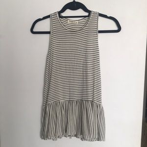 Off white and black striped peplum tank top